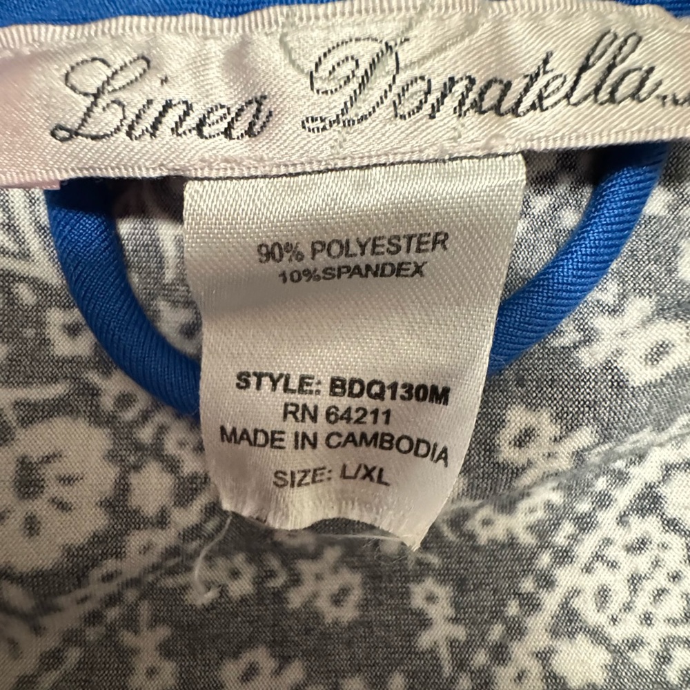Linea Donatella Light Weight Blue and Black Robe Size L/XL - Picture 3 of 3